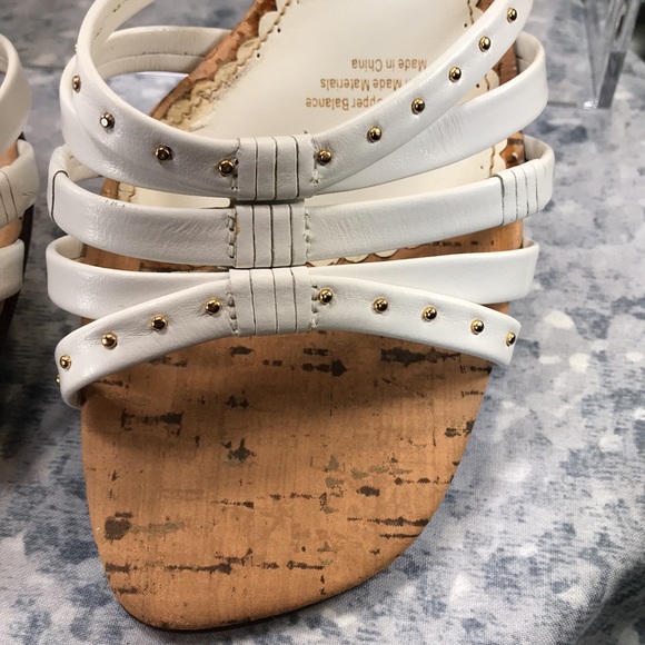 Naturalizer Sana White Banded 2.5” Cork Heels Women’s 8.5M narrow comfortable - Picture 4 of 12